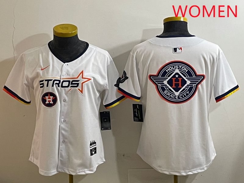 Women Houston Astros Blank White three generations Joint Name Nike 2025 MLB Jersey style 30